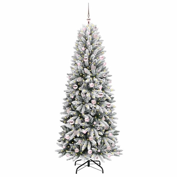 vidaXL Sapin de No&euml;l artificiel avec 300 LED avec support Blanc 210 cm