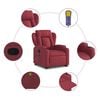 vidaXL Fauteuil inclinable de massage Rouge bordeaux Tissu