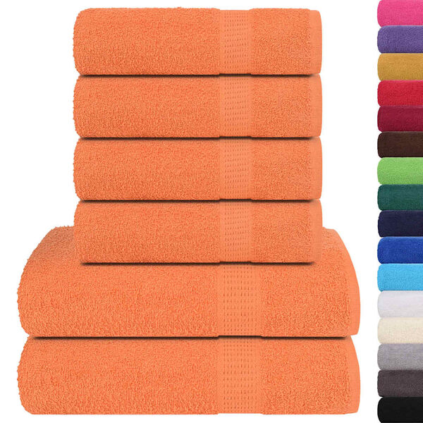 vidaXL Ensemble de serviettes 6 pcs orange 360 g/m&sup2; 100% coton