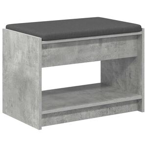 vidaXL Banc d'entr&eacute;e avec coussin Gris B&eacute;ton 63 x 38 x 45 cm