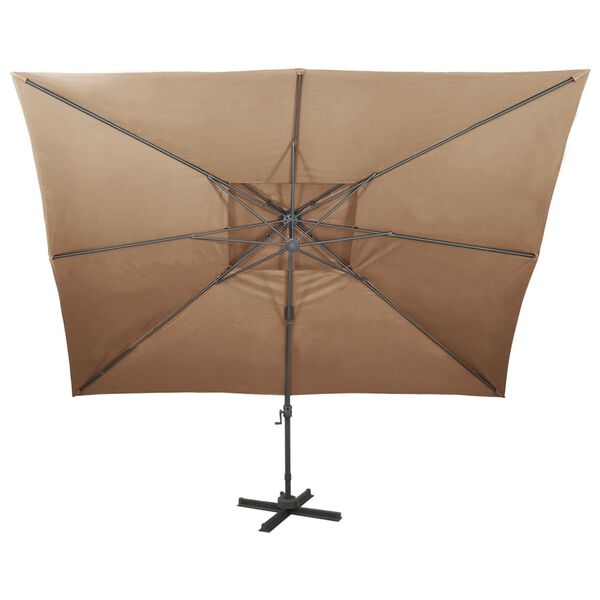 vidaXL Parasol de jardin en porte-à-faux avec double toit taupe