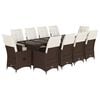vidaXL Ensemble de bistro de jardin 11 pcs coussins marron poly rotin