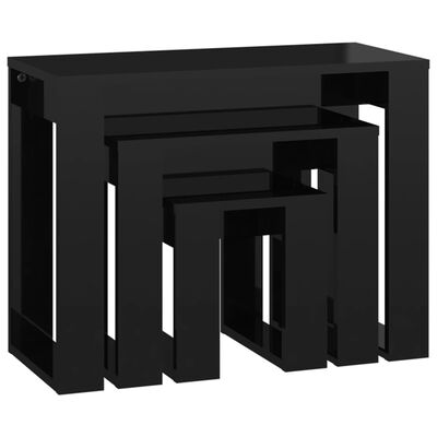 vidaXL Tables gigognes 3 pcs Noir brillant Bois d'ingénierie