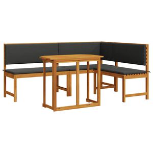 vidaXL Ensemble de banc de jardin 3 pcs Marron Bois d'acacia massif