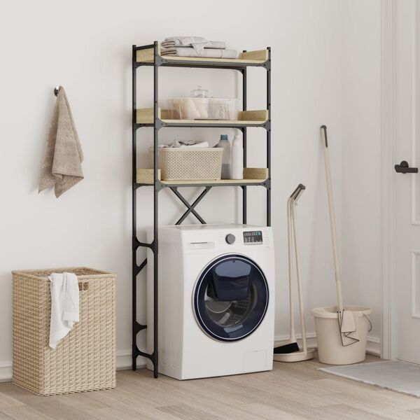 vidaXL &Eacute;tag&egrave;re de lave-linge ch&ecirc;ne sonoma 67x25x163 cm bois ing&eacute;nierie