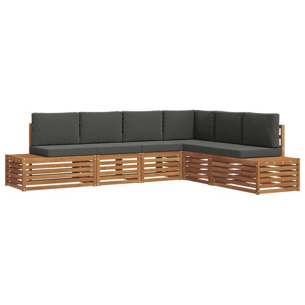 vidaXL Ensemble de canap&eacute;s d'ext&eacute;rieur 6 Pi&egrave;ce Naturel et Anthracite