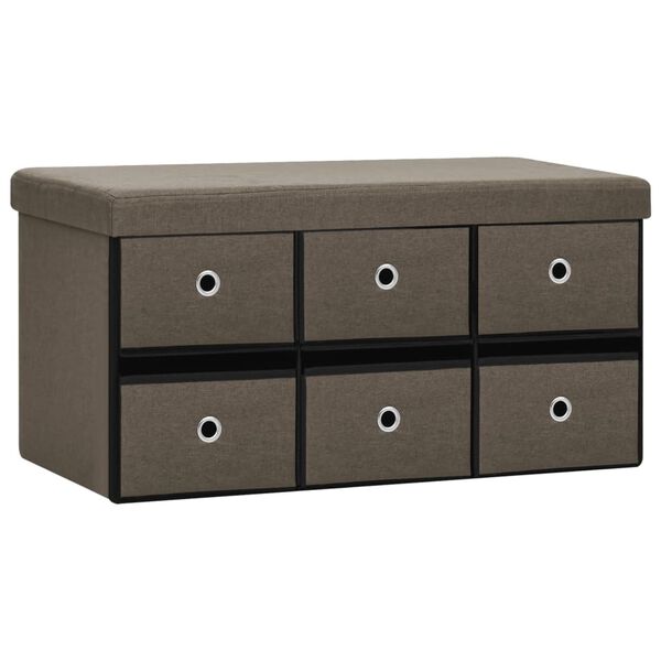 vidaXL Banc de rangement pliable Marron 76x38x38 cm Faux lin