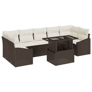 vidaXL Ensemble de canap&eacute; de jardin 8 pc Marron et Cr&egrave;me polyrotin