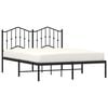 vidaXL Cadre de lit m&eacute;tal sans matelas avec t&ecirc;te de lit noir 135x190cm