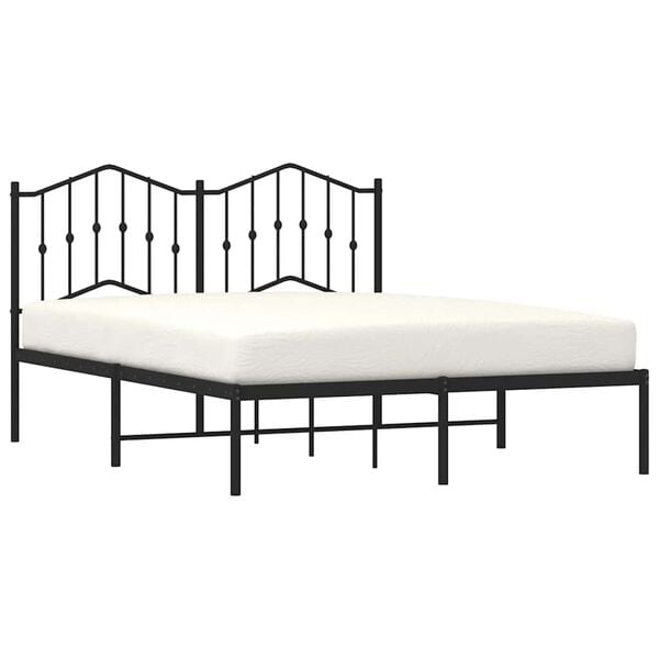 vidaXL Cadre de lit m&eacute;tal sans matelas avec t&ecirc;te de lit noir 135x190cm
