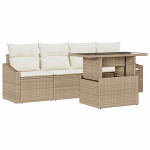 vidaXL Ensemble de canap&eacute; de jardin 5 pcs Beige Poly rotin