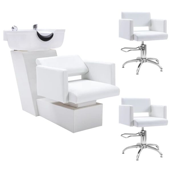 vidaXL Unit&eacute; de rin&ccedil;age de shampoing avec chaises de salon Similicuir