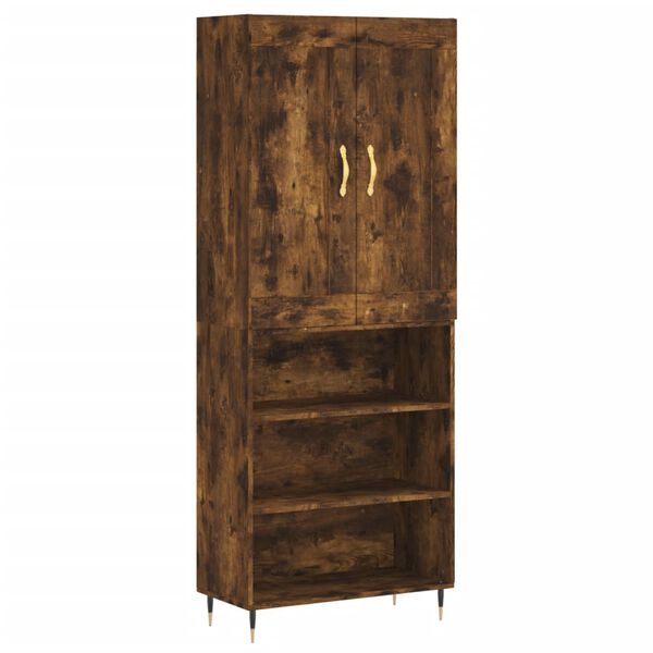 vidaXL Buffet haut Ch&ecirc;ne fum&eacute; 69,5x34x180 cm Bois d'ing&eacute;nierie