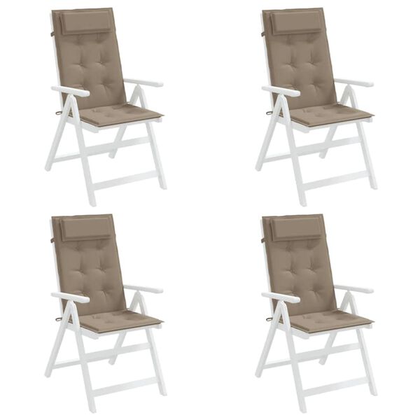 vidaXL Coussins de chaise &agrave; dossier haut lot de 4 taupe tissu oxford
