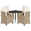 vidaXL Ensemble &agrave; manger de jardin avec coussins 5pcs Beige poly rotin