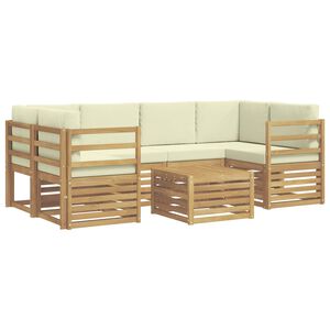 vidaXL Ensemble de canap&eacute;s d'ext&eacute;rieur 7 pc Blanc et cr&egrave;me Polyester