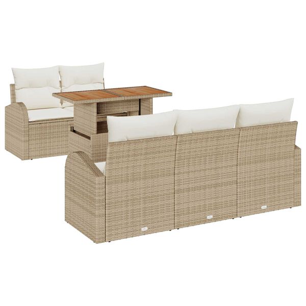 vidaXL Ensemble de canap&eacute; de jardin avec coussin 6 pcs beige et cr&egrave;me