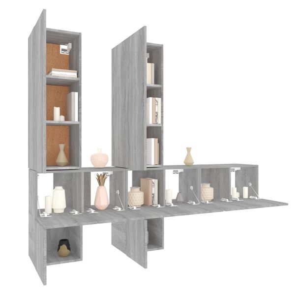 vidaXL Ensemble de meubles TV 7 pcs Sonoma gris Bois d'ing&eacute;nierie