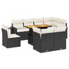 vidaXL Salon de jardin 9 pcs avec coussins noir r&eacute;sine tress&eacute;e