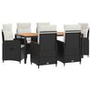 vidaXL Ensemble de repas ext&eacute;rieur 7 pc Noir et blanc cr&egrave;me