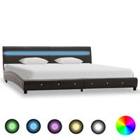 vidaXL Cadre de lit avec LED gris similicuir 150x200 cm