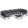 vidaXL Ensemble de canap&eacute; de jardin avec coussin 8 pcs Noir Aluminium