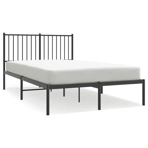 vidaXL Cadre de lit m&eacute;tal sans matelas avec t&ecirc;te de lit noir 120x200cm