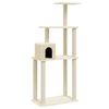vidaXL Arbre &agrave; chat avec griffoirs en sisal Cr&egrave;me 147 cm