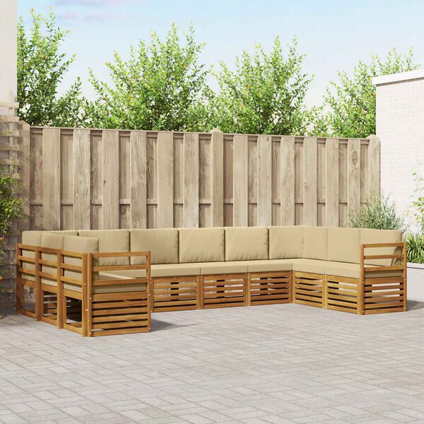 vidaXL Ensemble de canap&eacute; d'angle avec coussin 10 pcs Naturel et Beige