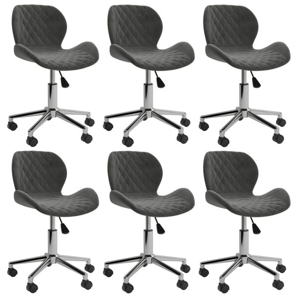vidaXL Chaises pivotantes &agrave; manger lot de 6 Gris fonc&eacute; Velours