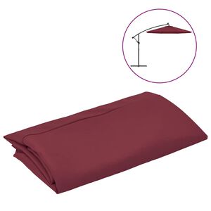 vidaXL Toile de Rechange pour Parasol Rouge Bordeaux 300 cm