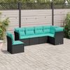 vidaXL Salon de jardin 6 pcs avec coussins noir r&eacute;sine tress&eacute;e