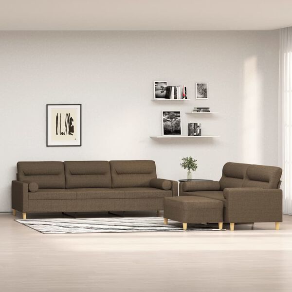 vidaXL Ensemble de canap&eacute;s 3pcs coussins d&eacute;coratifs et coussins Marron