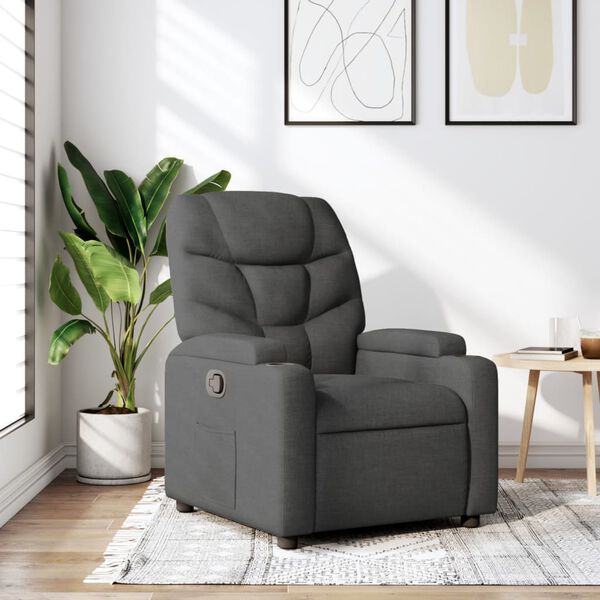 vidaXL Fauteuil inclinable en tissu gris fonc&eacute;