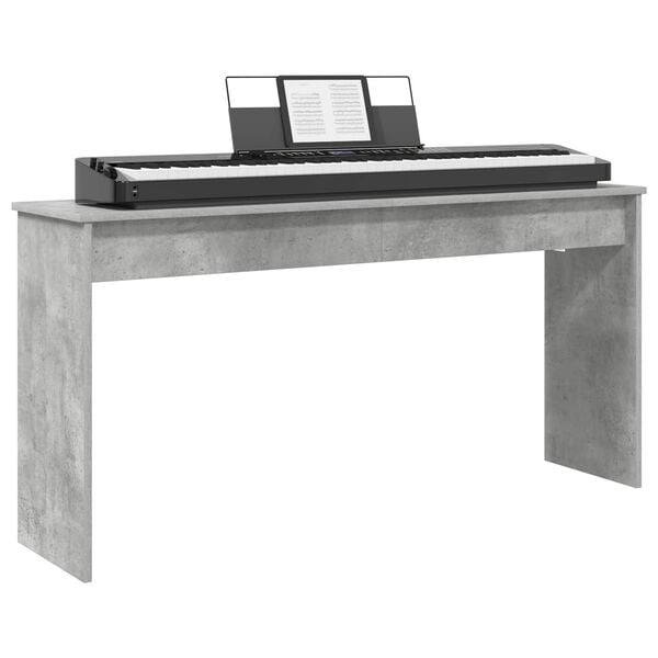 vidaXL Stand de clavier Gris b&eacute;ton 130 x 32 x 64 cm Bois d'ing&eacute;nierie
