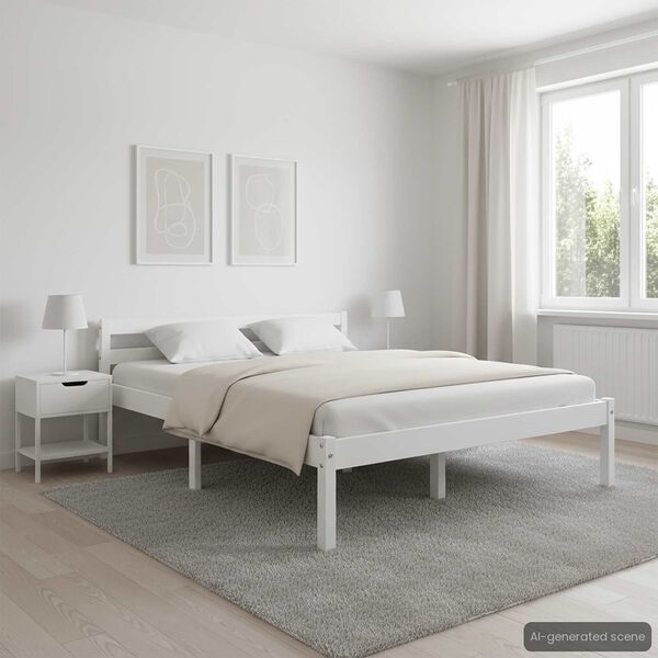 vidaXL Cadre de lit sans matelas blanc bois de pin massif 140x200 cm