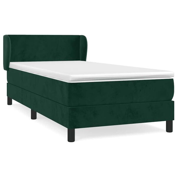 vidaXL Sommier &agrave; lattes de lit avec matelas Vert fonc&eacute; 90x190 cm