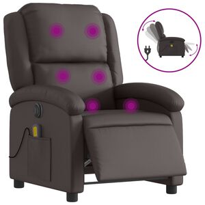 vidaXL Fauteuil de massage inclinable &eacute;lectrique marron fonc&eacute;