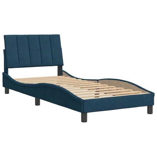 vidaXL Cadre de lit sans matelas Hanko bleu 90x190 cm velours