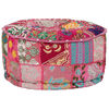 vidaXL Pouf rond en coton en patchwork fait à la main 40 x 20 cm Rose