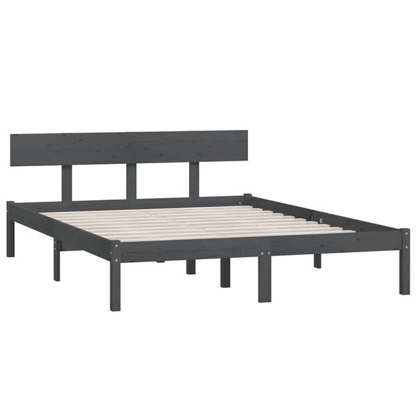 vidaXL Cadre de lit sans matelas gris bois massif 140x200 cm