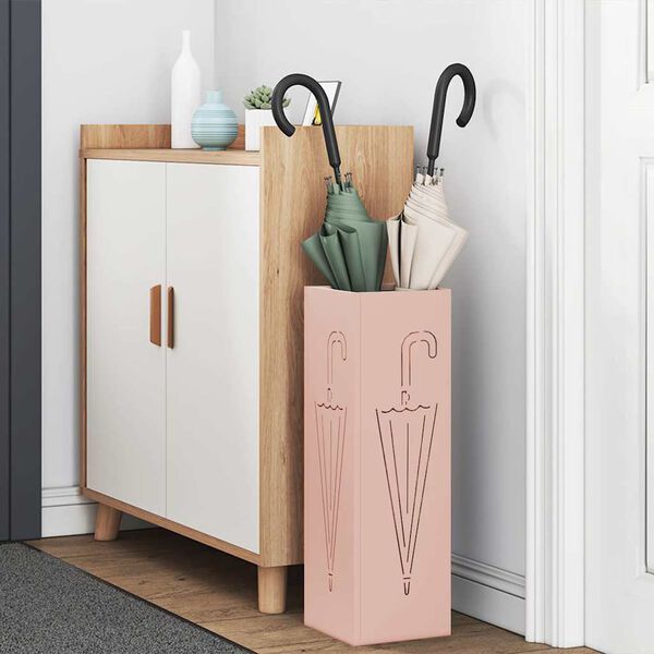 vidaXL Porte-parapluie avec stockage Rose 15,5 x 15,5 x 49 cm M&eacute;tal