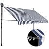 vidaXL Auvent manuel r&eacute;tractable avec LED 300 cm Bleu et blanc