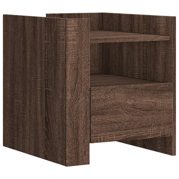 vidaXL Table de chevet ch&ecirc;ne marron 45x50x50 cm bois d&rsquo;ing&eacute;nierie