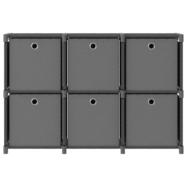 vidaXL Étagère d'affichage 6 cubes et boîtes Gris 103x30x72,5 cm Tissu