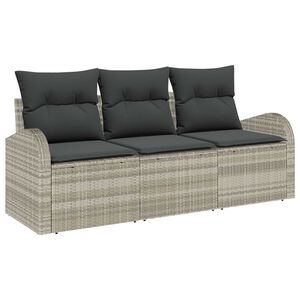 vidaXL Ensemble de canap&eacute; de jardin 3 pcs Gris clair Poly rotin