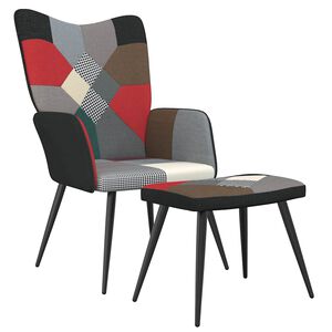 vidaXL Chaise de relaxation avec tabouret Patchwork Tissu