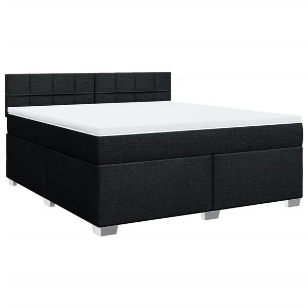 vidaXL Sommier &agrave; lattes de lit avec matelas Noir 180x200 cm Tissu