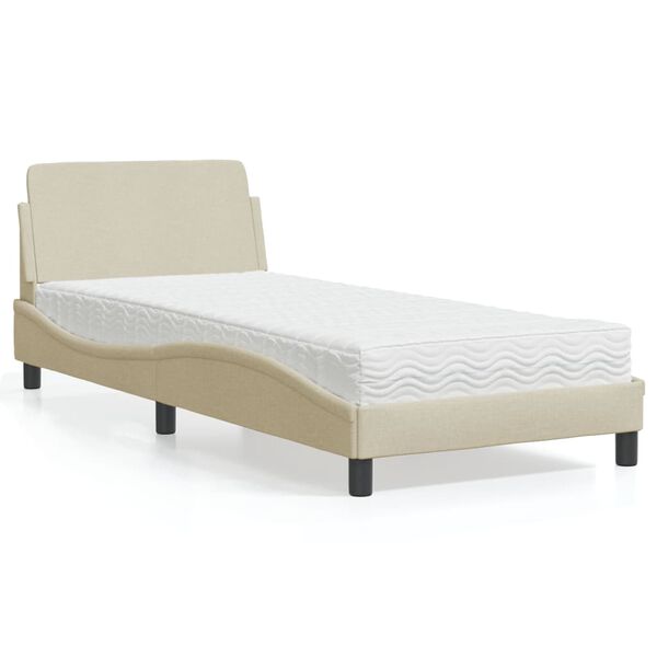 vidaXL Lit avec matelas Dover cr&egrave;me 80x200 cm tissu