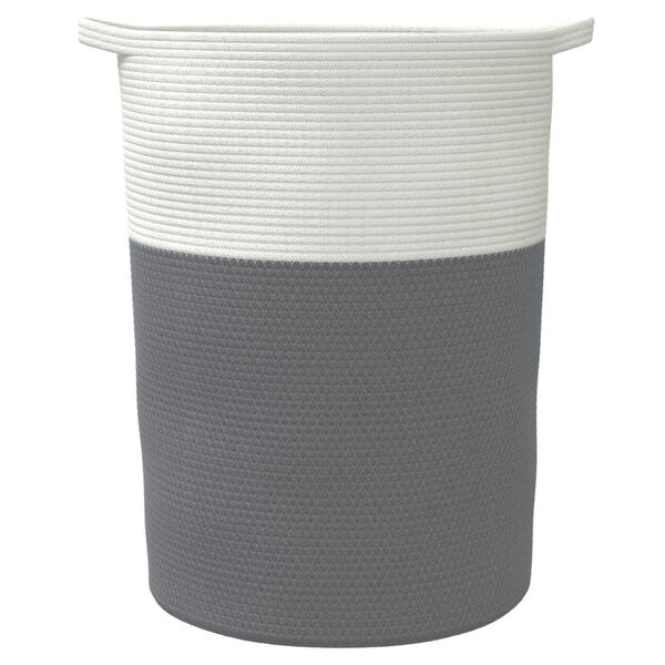 vidaXL Panier de rangement gris et blanc Ø49x65 cm coton